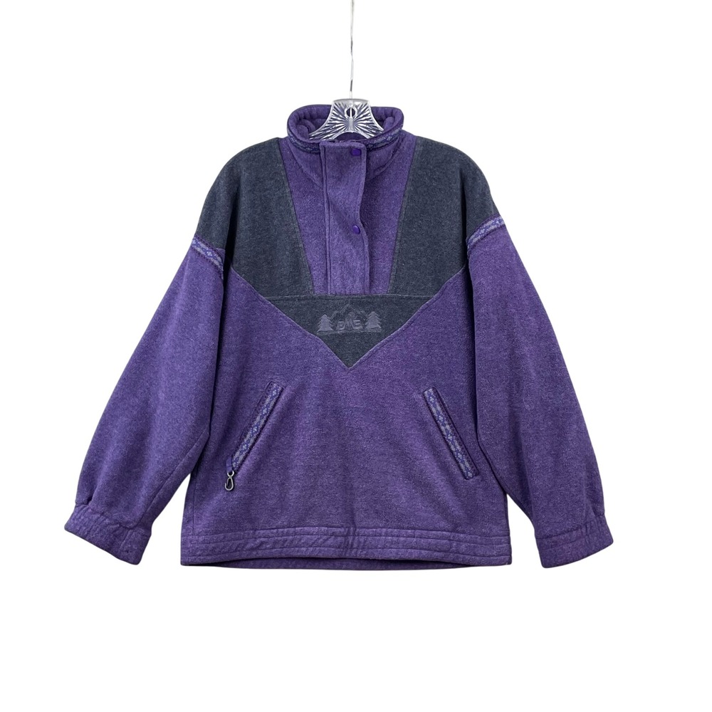 EMS Fleece Pullover Women Small Purple Vintage Colorblock Snap Neck‎ Travel